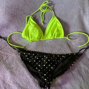 Lime green polka dot bikini